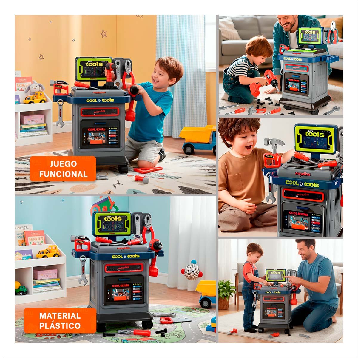 MESA CARRO DE HERRAMIENTAS INTERACTIVA CON ACCESORIOS PARA USO EN HOGAR YSTICKY - 5