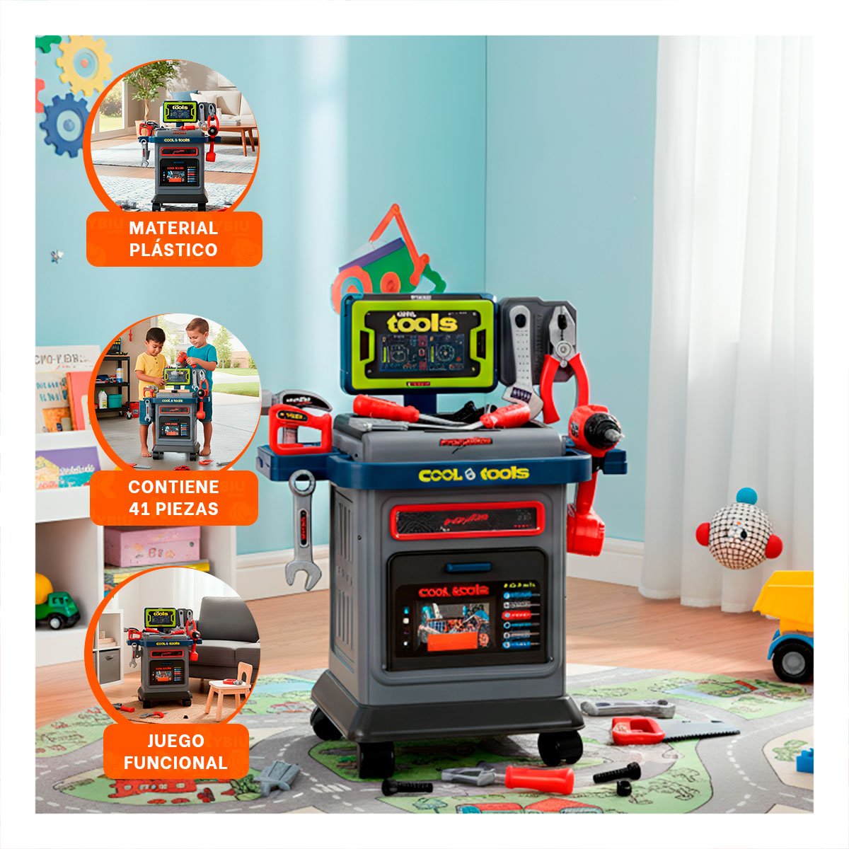 PACK2 BANCO DE HERRAMIENTAS EDUCATIVO CON ACCESORIOS PARA USO FAMILIAR YPAPEL REGALO - 5