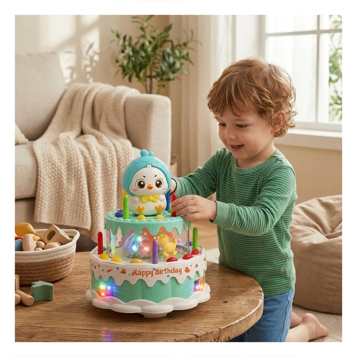 PACK12 FIGURA COLOR VERDE AGUA MUSICAL GIRATORIA DE POLLO PARA JUEGO INFANTIL YPAPEL REGALO - 5