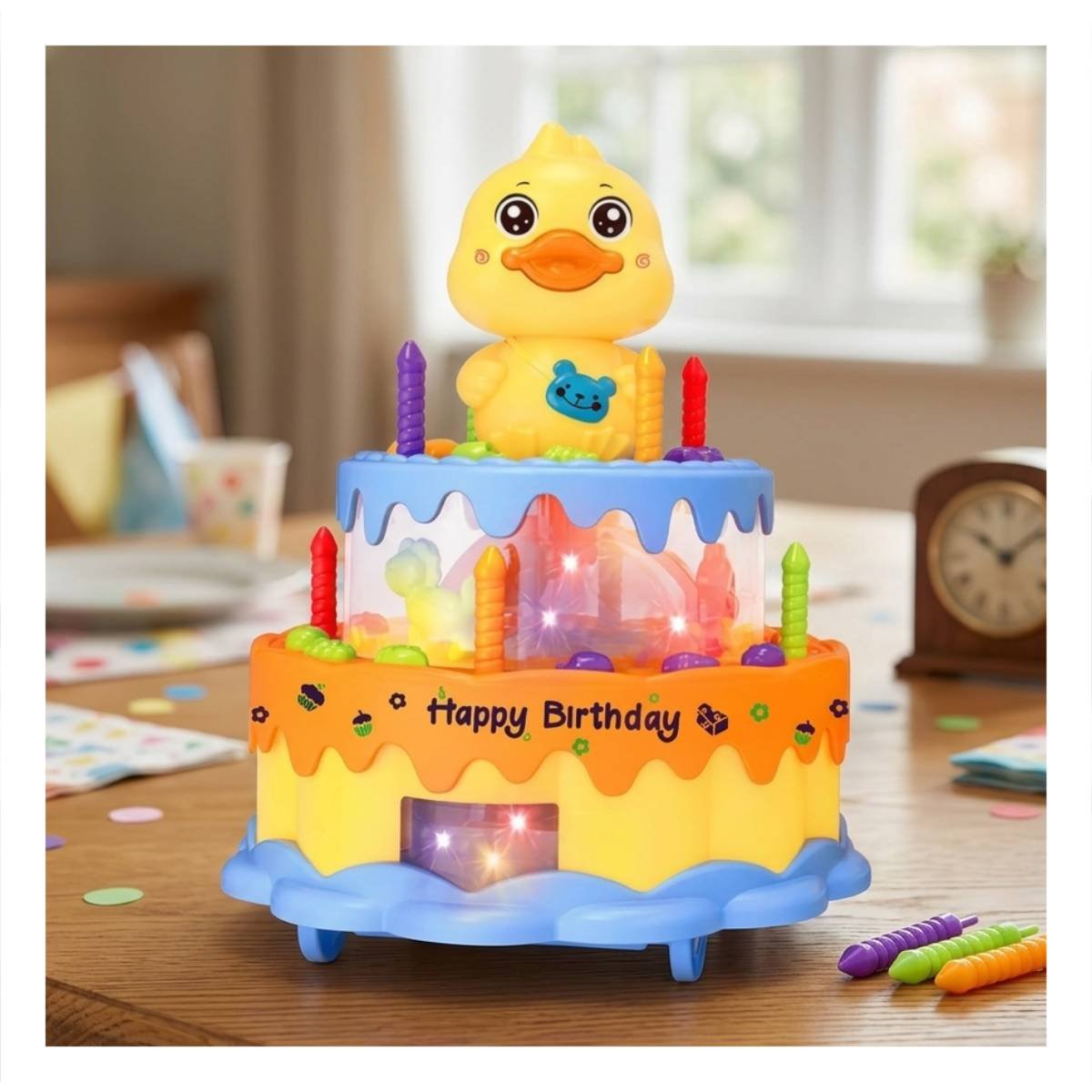 PACK12 FIGURA COLOR AMARILLO MUSICAL GIRATORIA DE PATO PARA JUEGO INFANTIL YPAPEL REGALO - 5