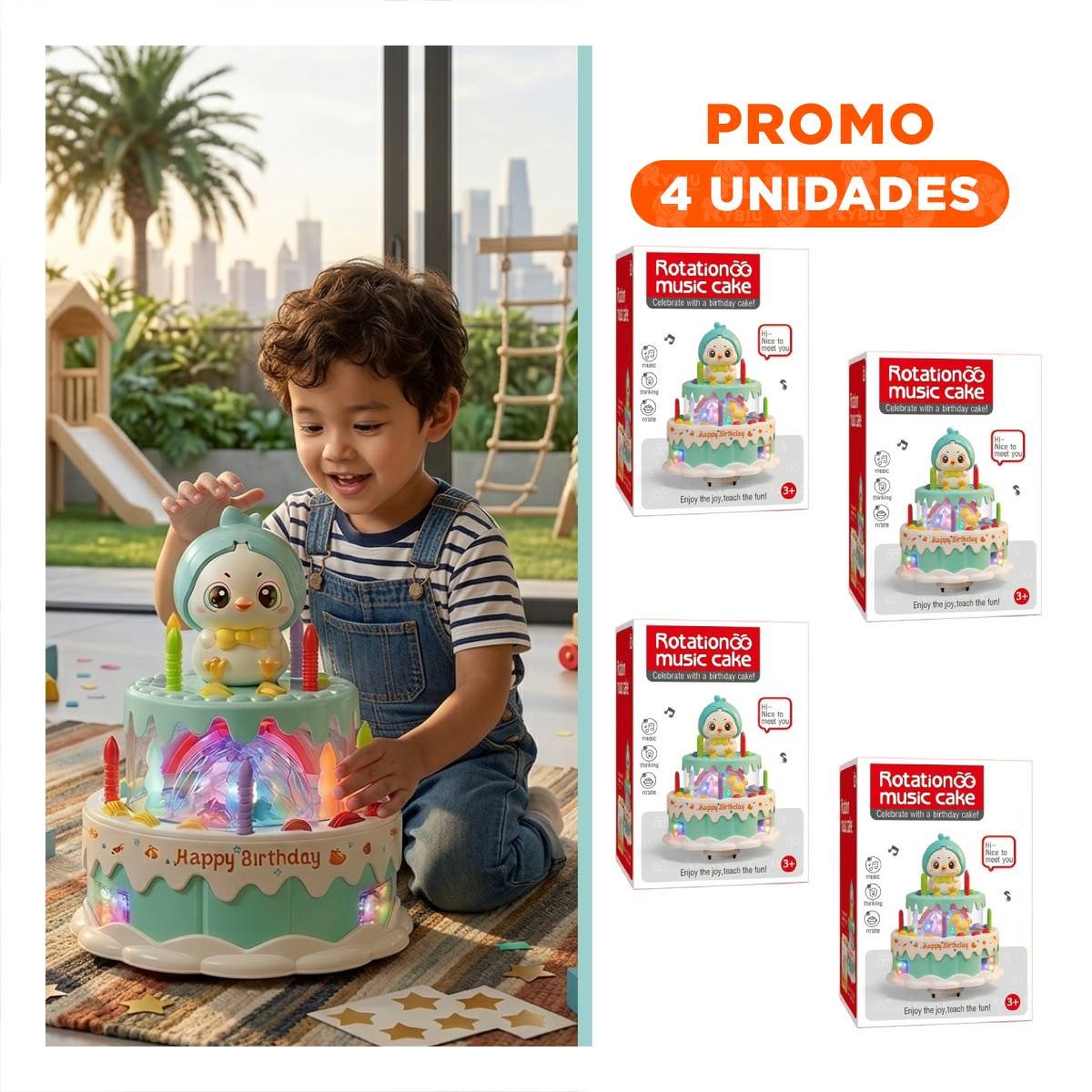 PACK4 ADORNO DE POLLO COLOR VERDE AGUA MUSICAL GIRATORIO PARA JUEGO CREATIVO YREGALO STICKER - 1