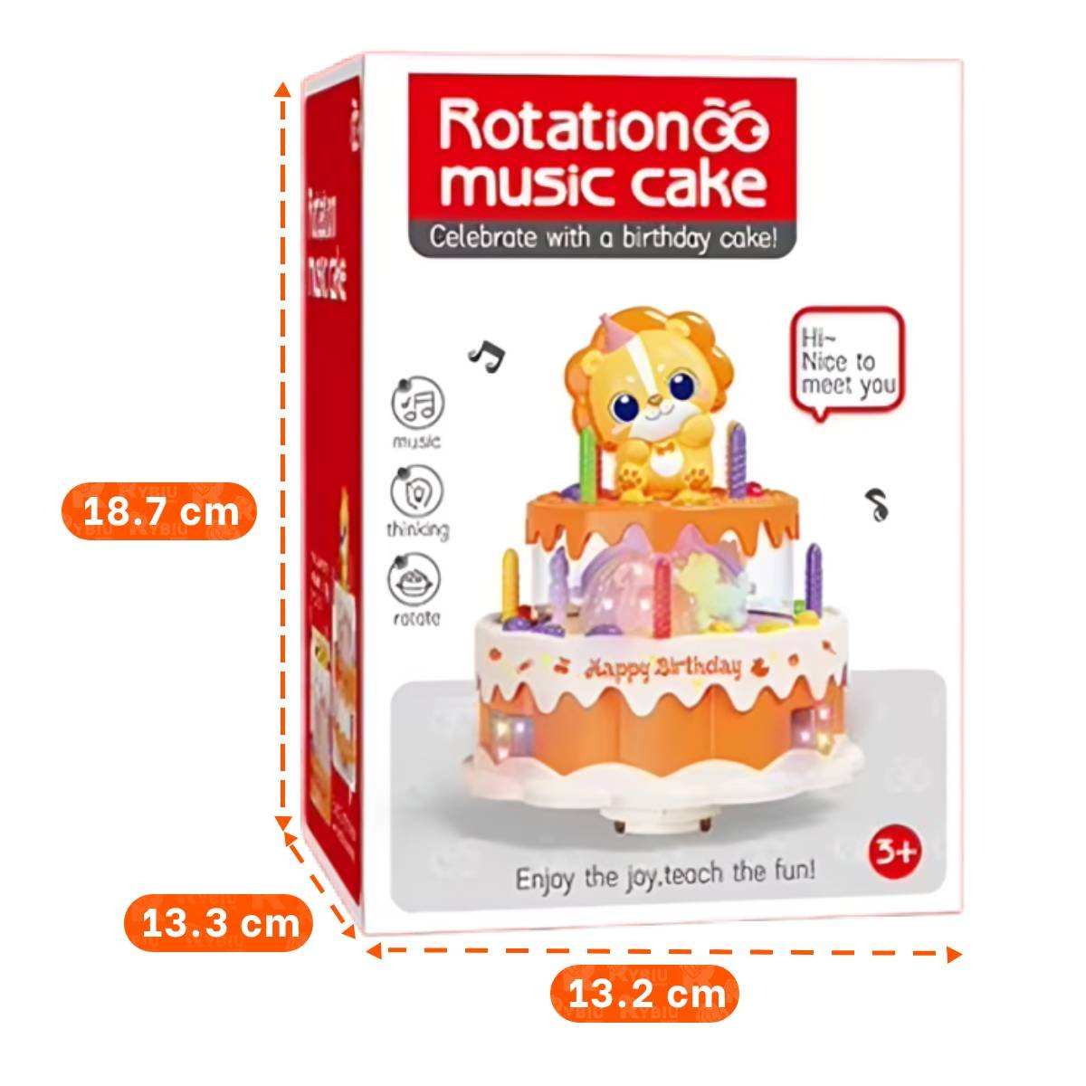 TORTA DE LEON GIRATORIA COLOR NARANJA CON SONIDO MUSICAL INFANTIL YSTICKY - 4