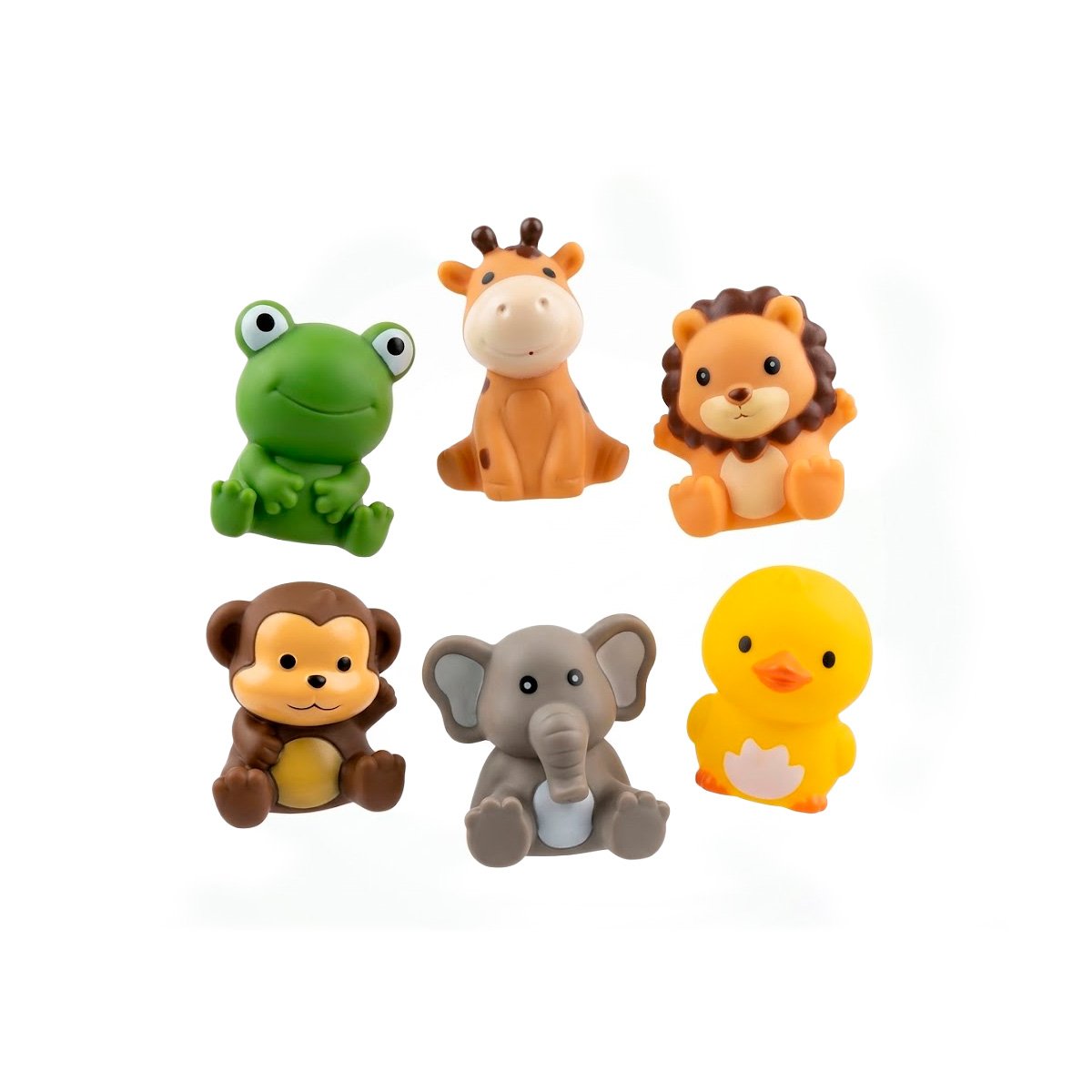 COLECCION 6 ANIMALES 7CM COLOR MULTICOLOR RANA JIRAFA LEON MONO ELEFANTE POLLO YPAPEL REGALO - 1