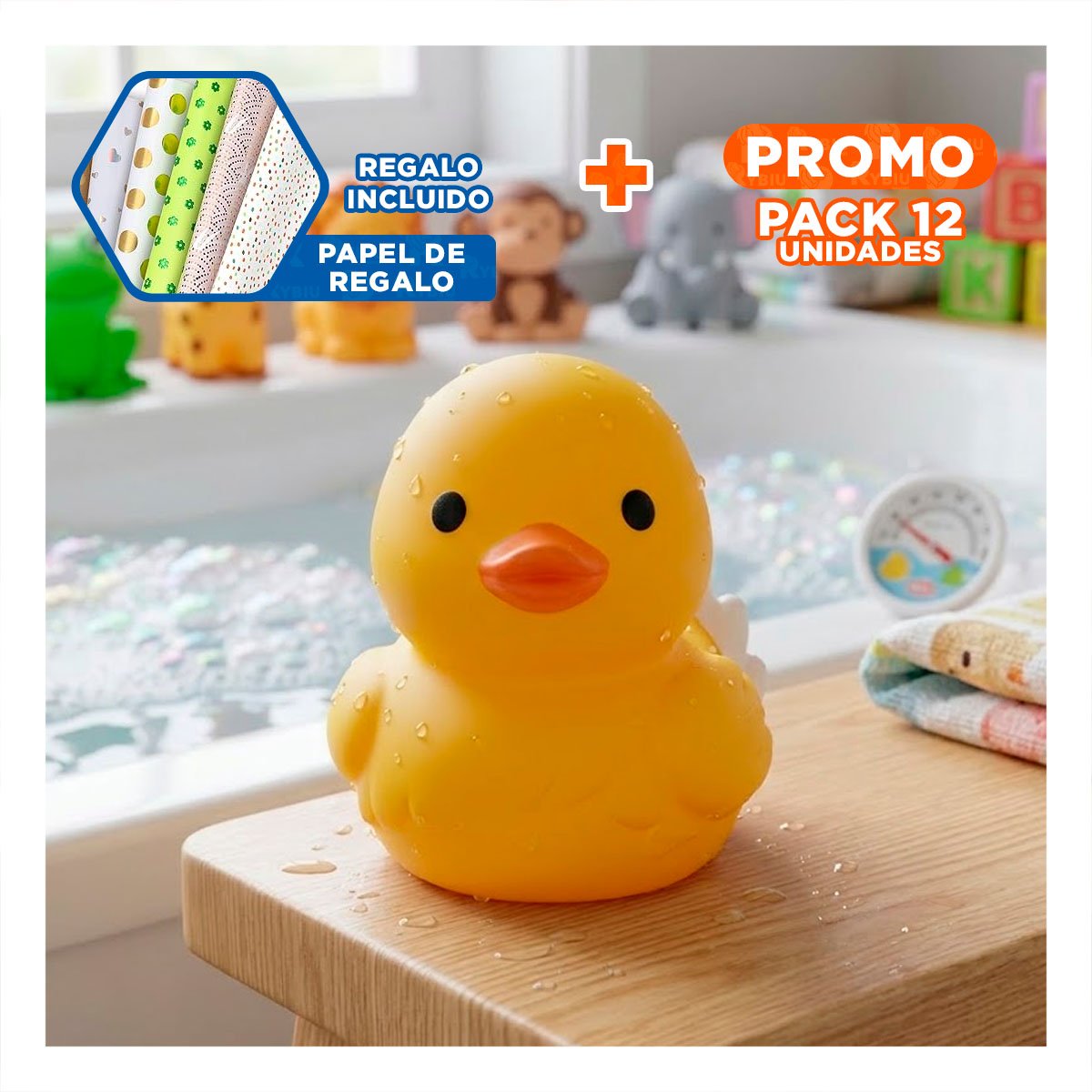 PACK12 PACK 6 ANIMALES 7CM RANA JIRAFA LEON MONO ELEFANTE POLLO COLOR MULTICOLOR YPAPEL REGALO - 1