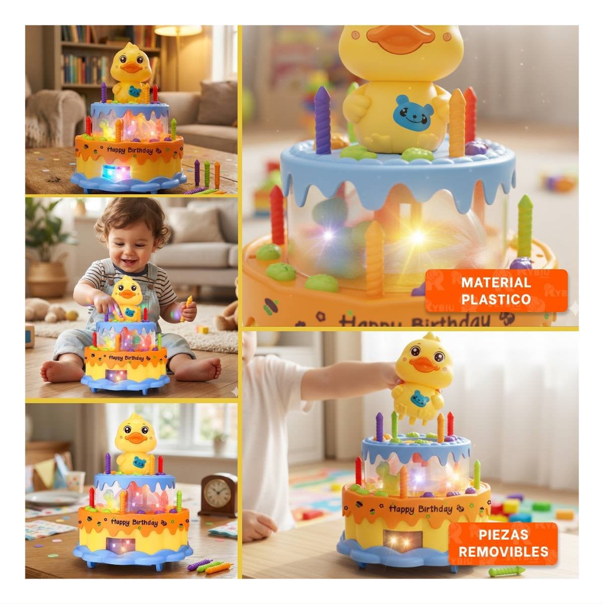 TORTA DE PATO GIRATORIA COLOR AMARILLO CON SONIDO MUSICAL INFANTIL YSTICKY - 1