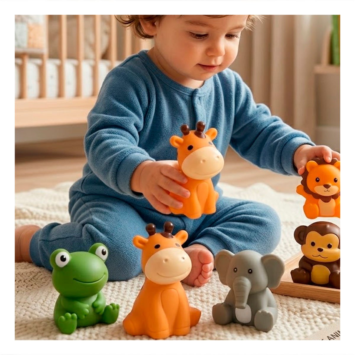 COLECCION RANA JIRAFA LEON MONO ELEFANTE POLLO MULTICOLOR EN 6 ANIMALES 7CM YREGALO STICKER - 2