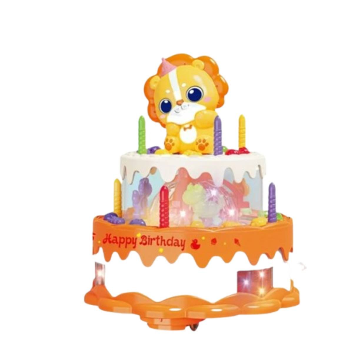 PACK12 FIGURA INFANTIL DE LEON GIRATORIA MUSICAL COLOR NARANJA PARA DIVERSION YREGALO STICKER - 2