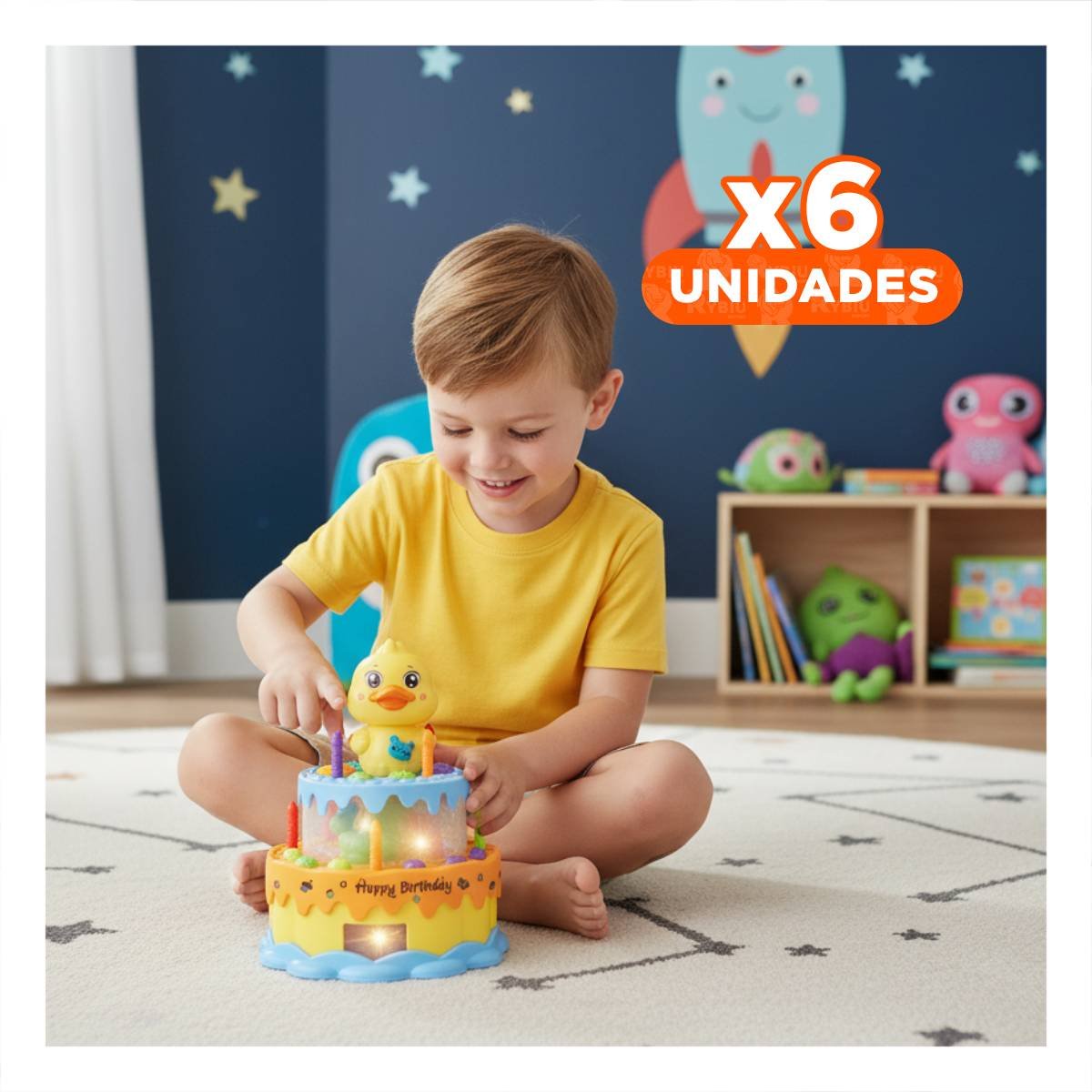 PACK6 FIGURA GIRATORIA MUSICAL DE PATO COLOR AMARILLO PARA DIVERSION INFANTIL YREGALO STICKER - 1