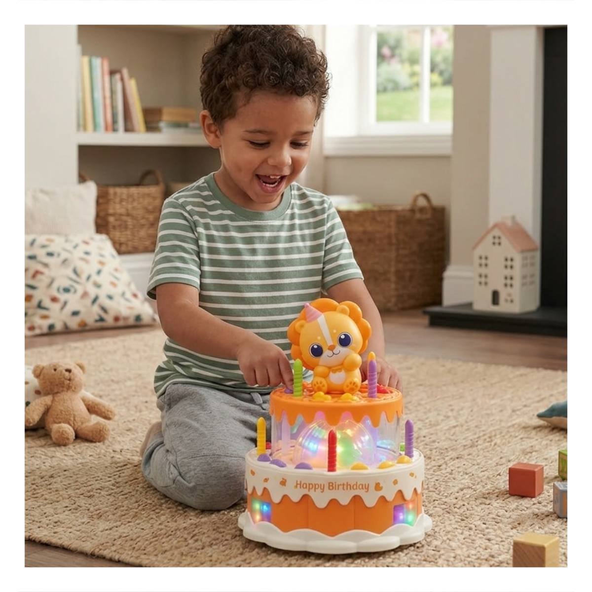 PACK4 PASTEL GIRATORIO DE LEON MUSICAL COLOR NARANJA PARA ESPACIO INFANTIL - 3