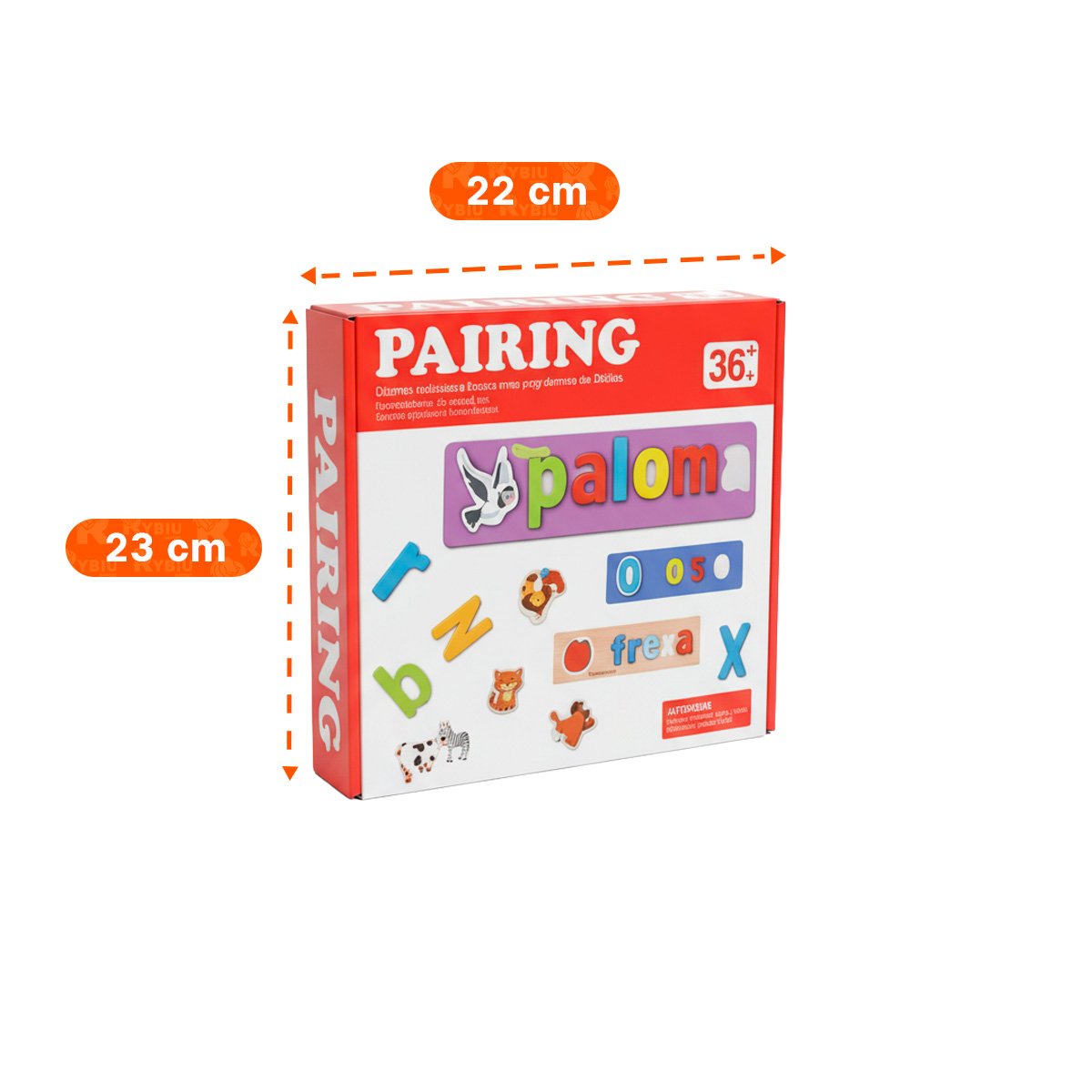 PACK6 JUEGO FORMANDO PALABRAS DE ANIMALES COLOR ROJO APRENDIZAJE DIDACTICO YPAPEL REGALO - 4
