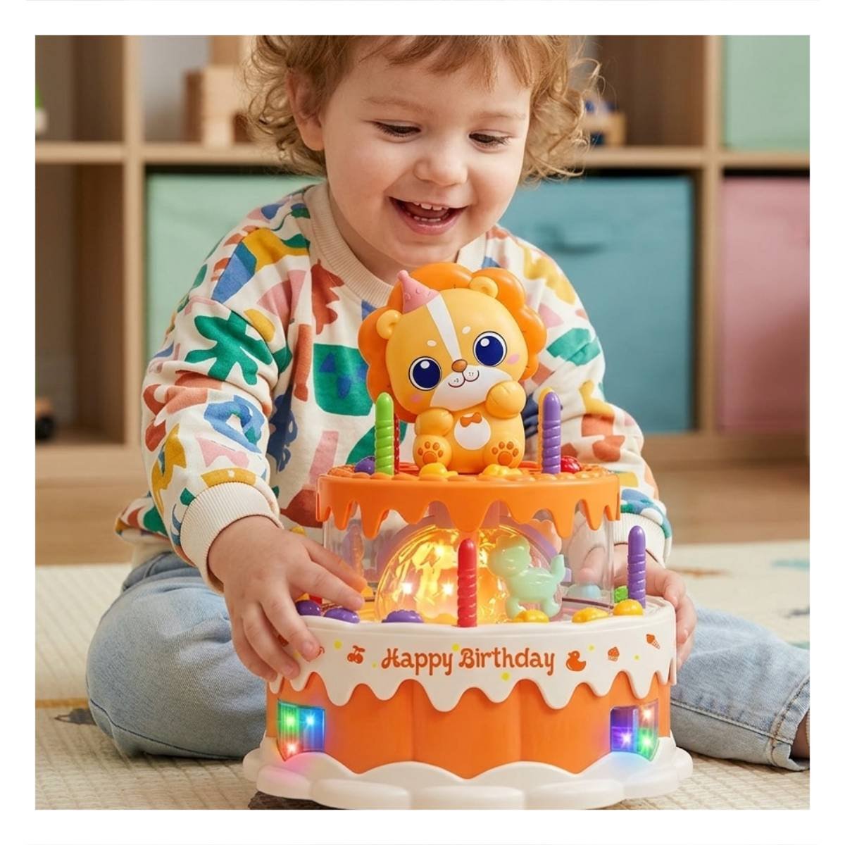 PACK6 FIGURA MUSICAL GIRATORIA DE LEON COLOR NARANJA PARA JUEGO INFANTIL DECORATIVO - 2