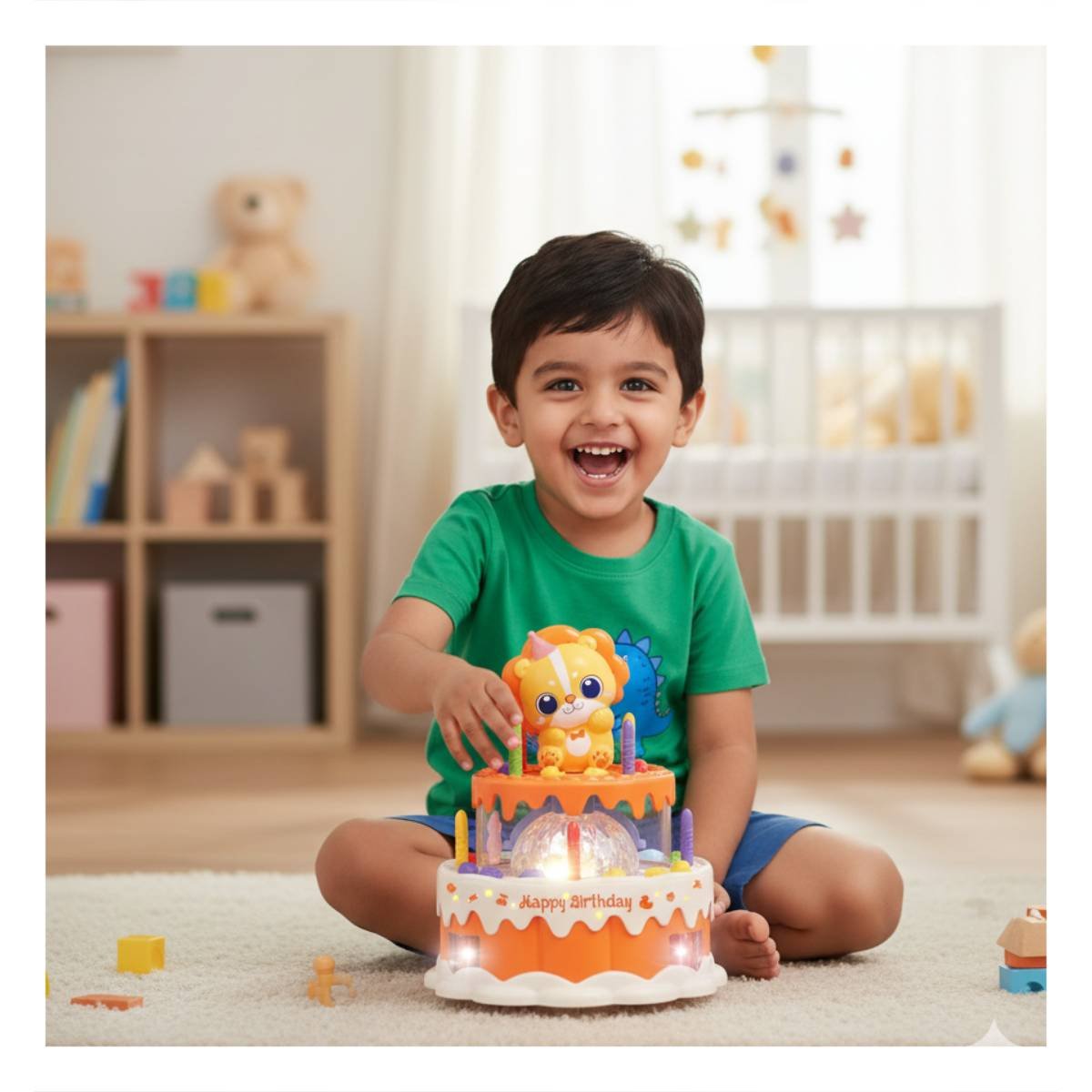 PACK6 FIGURA MUSICAL GIRATORIA DE LEON COLOR NARANJA PARA JUEGO INFANTIL DECORATIVO - 5