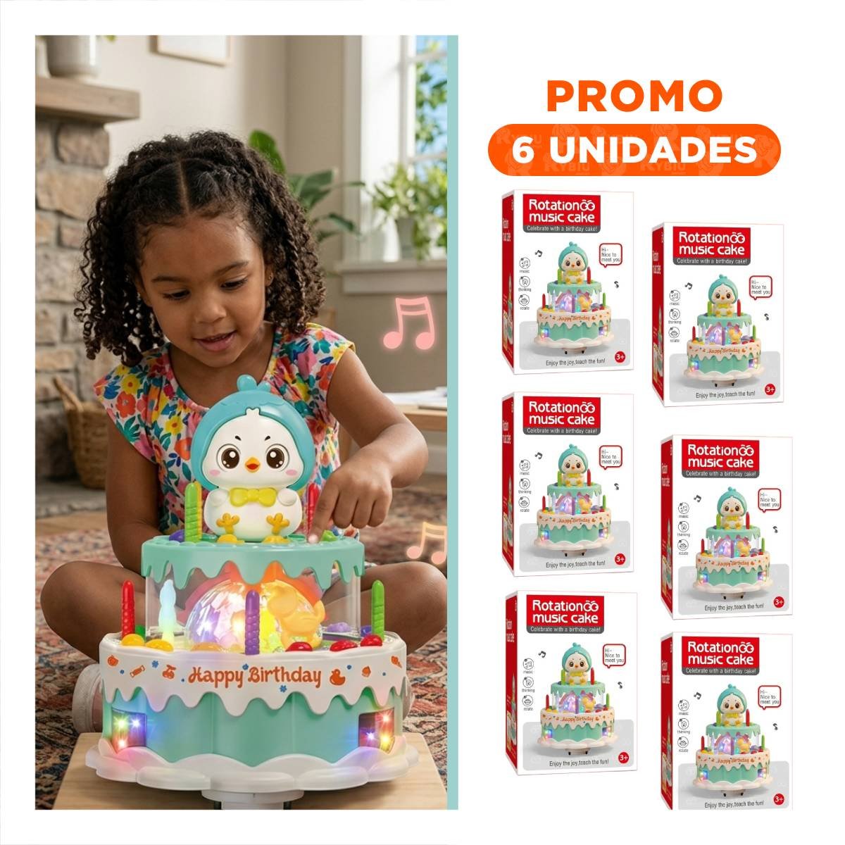 PACK6 FIGURA MUSICAL GIRATORIA DE POLLO COLOR VERDE AGUA PARA JUEGO INFANTIL DECORATIVO - 1