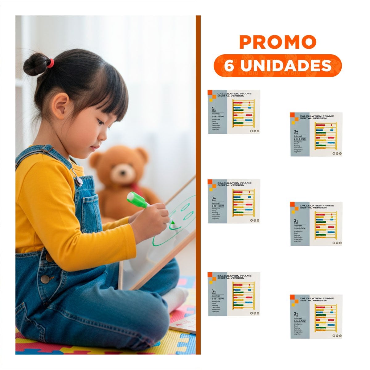 PACK6 BASE DIDACTICA PARA ABACO Y PIZARRA COLOR MULTICOLOR EN USO ESCOLAR - 1