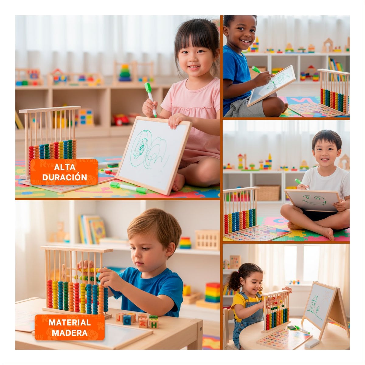 PACK4 BASE EDUCATIVA 2 EN 1 DE ABACO Y PIZARRA COLOR MULTICOLOR INFANTIL YREGALO STICKER - 2