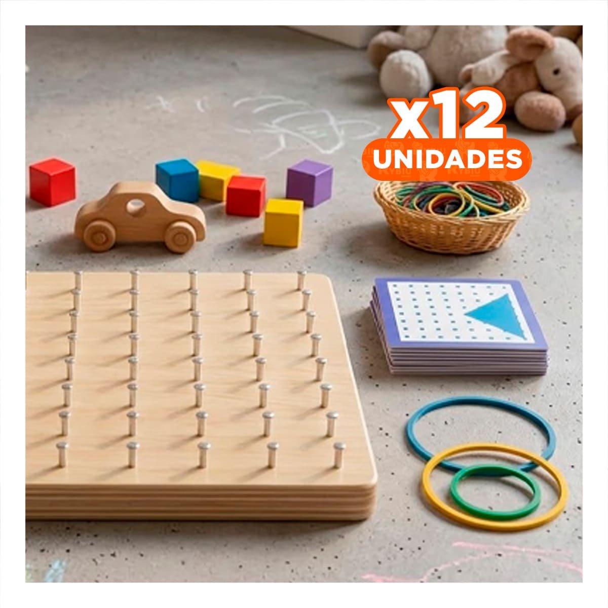 PACK12 BASE DE LIGAS Y CLAVOS COLOR MULTICOLOR PARA JUEGO DIDACTICO MANUAL - 1