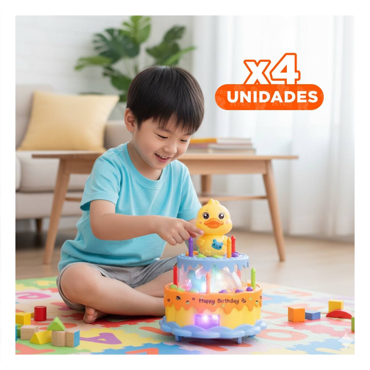 PACK4 PASTEL GIRATORIO DE PATO MUSICAL COLOR AMARILLO PARA ESPACIO INFANTIL - 1