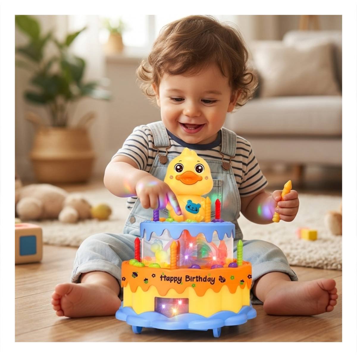 PACK4 PASTEL GIRATORIO DE PATO MUSICAL COLOR AMARILLO PARA ESPACIO INFANTIL - 2