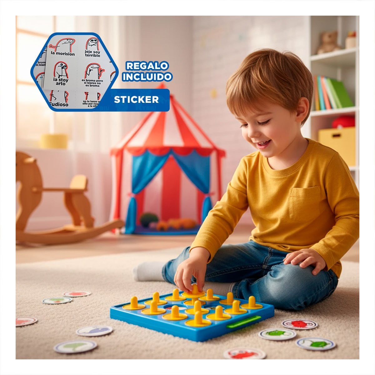 MEMORIA EDUCATIVA DE LOTTO DE PLASTICO COLOR AZUL INFANTIL YREGALO STICKER - 1
