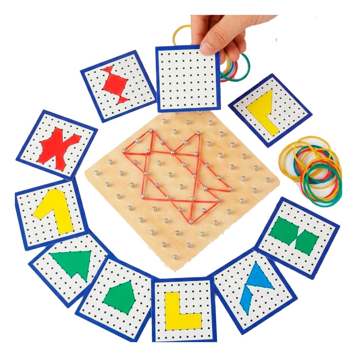 PACK6 TABLA DE CLAVOS Y LIGAS PARA JUEGO MANUAL COLOR MULTICOLOR EDUCATIVO YREGALO STICKER - 2