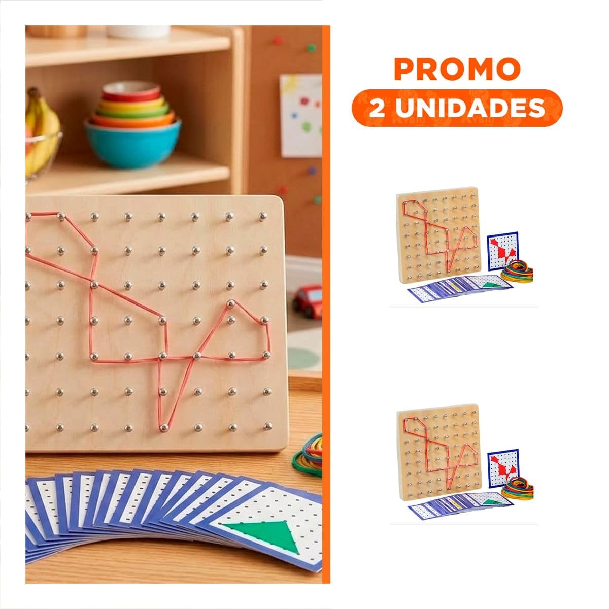 PACK2 BASE COLOR MULTICOLOR DE CLAVOS Y LIGAS PARA ACTIVIDAD RECREATIVA INFANTIL - 1