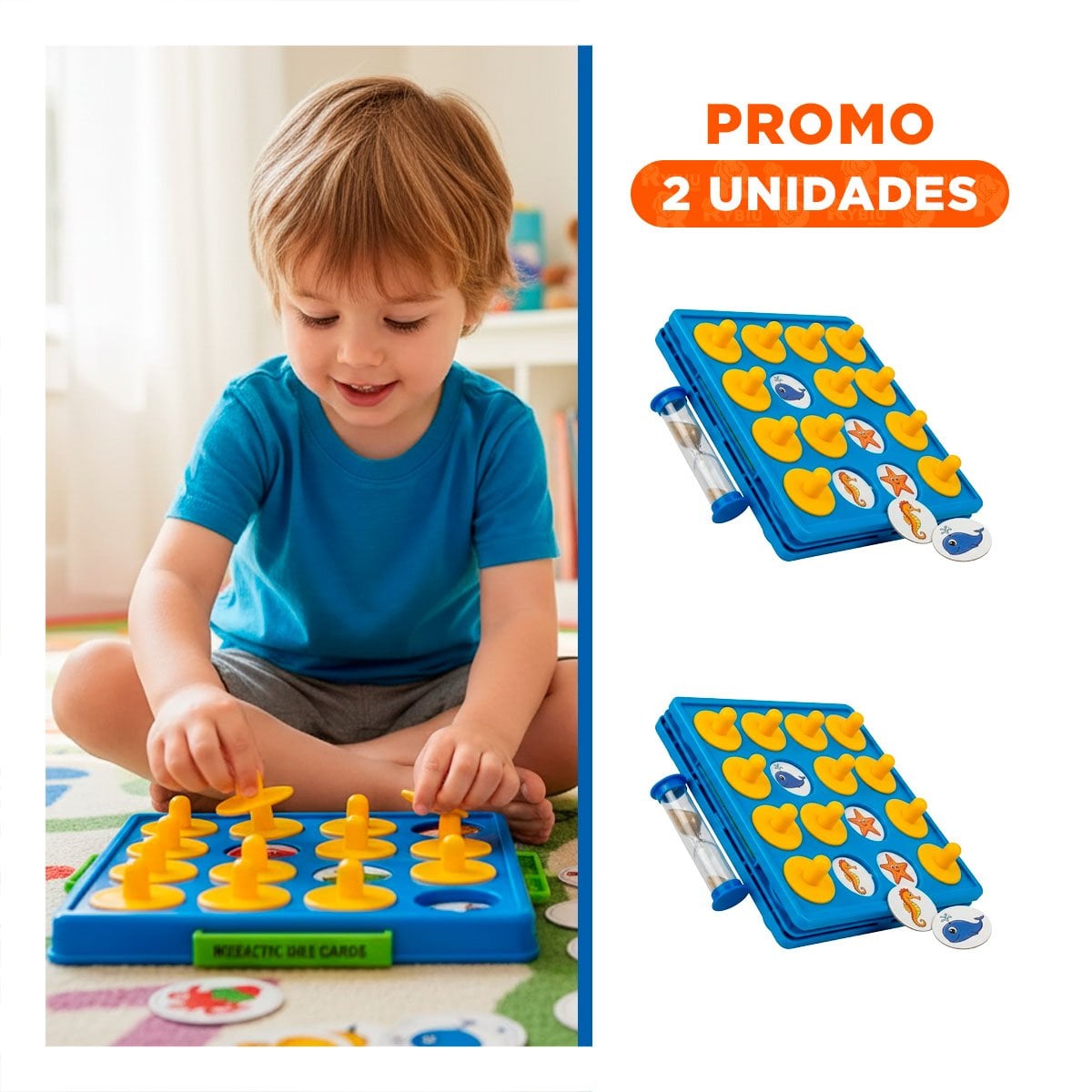 PACK2 JUEGO LOTTO DE PLASTICO COLOR AZUL DE MEMORIA PARA DINAMICA ESCOLAR - 1