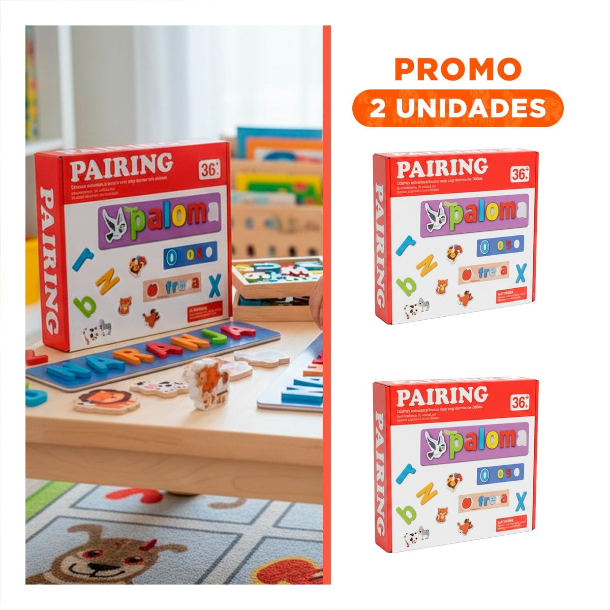 PACK2 TABLERO DE PALABRAS CON ANIMALES COLOR ROJO DINAMICA DIDACTICA - 1