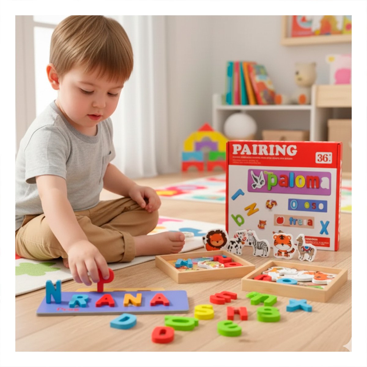 PACK6 JUEGO DE ANIMALES FORMANDO PALABRAS COLOR ROJO USO EDUCATIVO INFANTIL YREGALO STICKER - 5