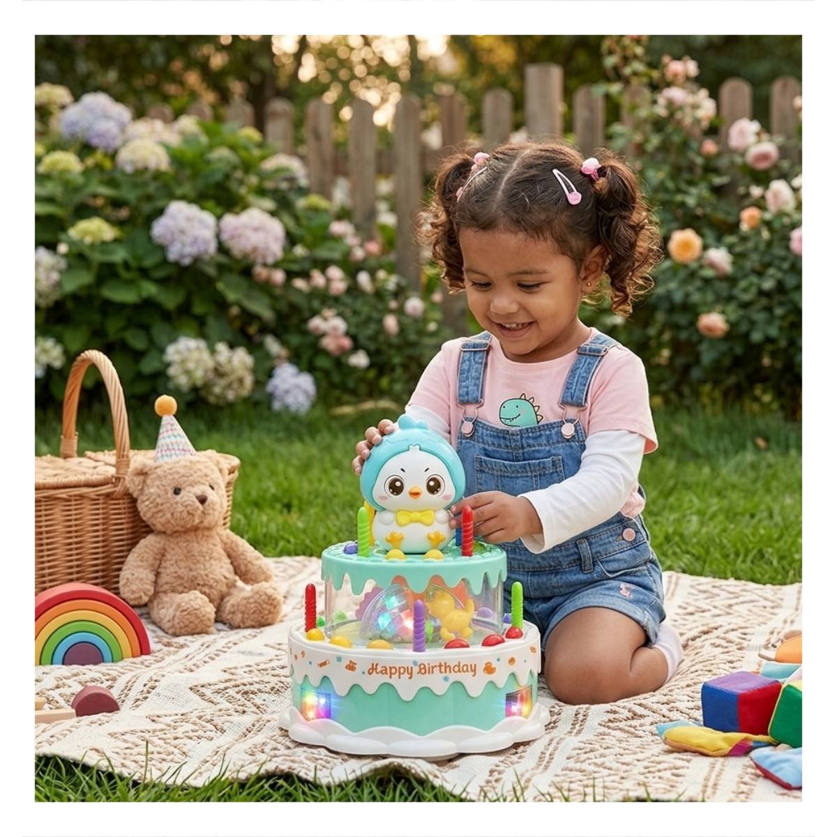 TORTA MUSICAL GIRATORIA COLOR VERDE AGUA DE POLLO PARA USO DECORATIVO YPAPEL REGALO - 2