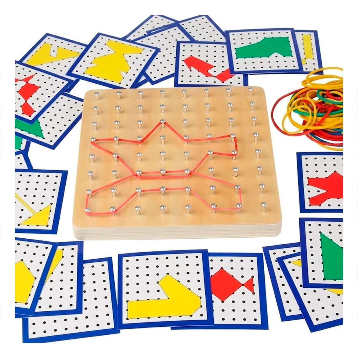 PACK4 TABLA COLOR MULTICOLOR PARA CLAVOS Y LIGAS DE USO DIDACTICO INFANTIL YPAPEL REGALO - 3