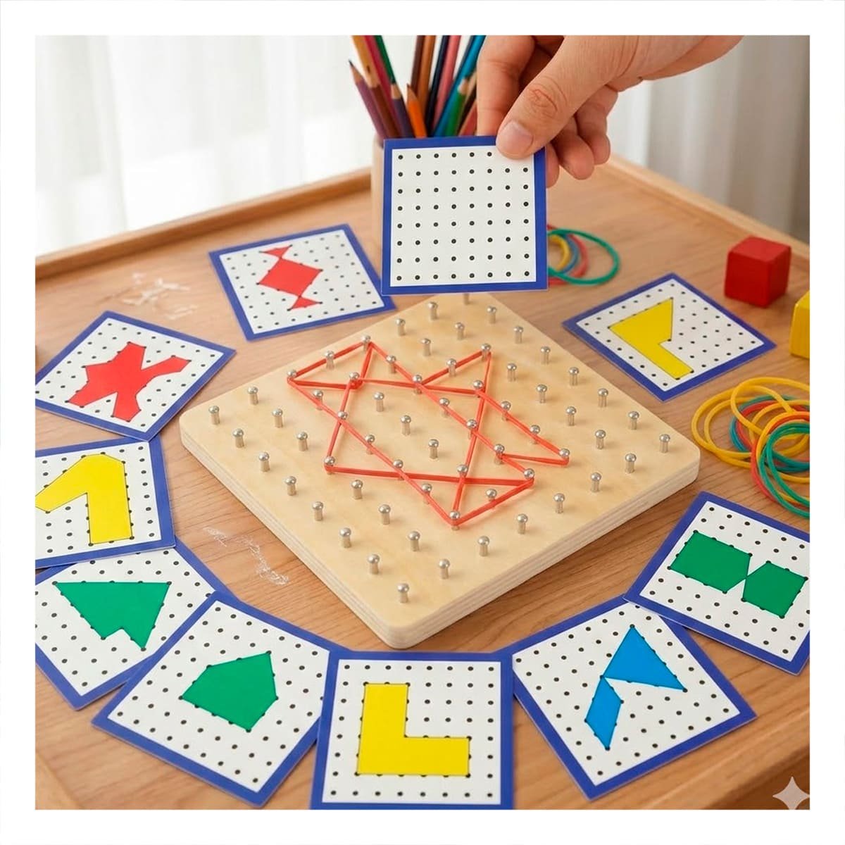 PANEL INFANTIL DE CLAVOS Y LIGAS COLOR MULTICOLOR PARA JUEGO CREATIVO YPAPEL REGALO - 3