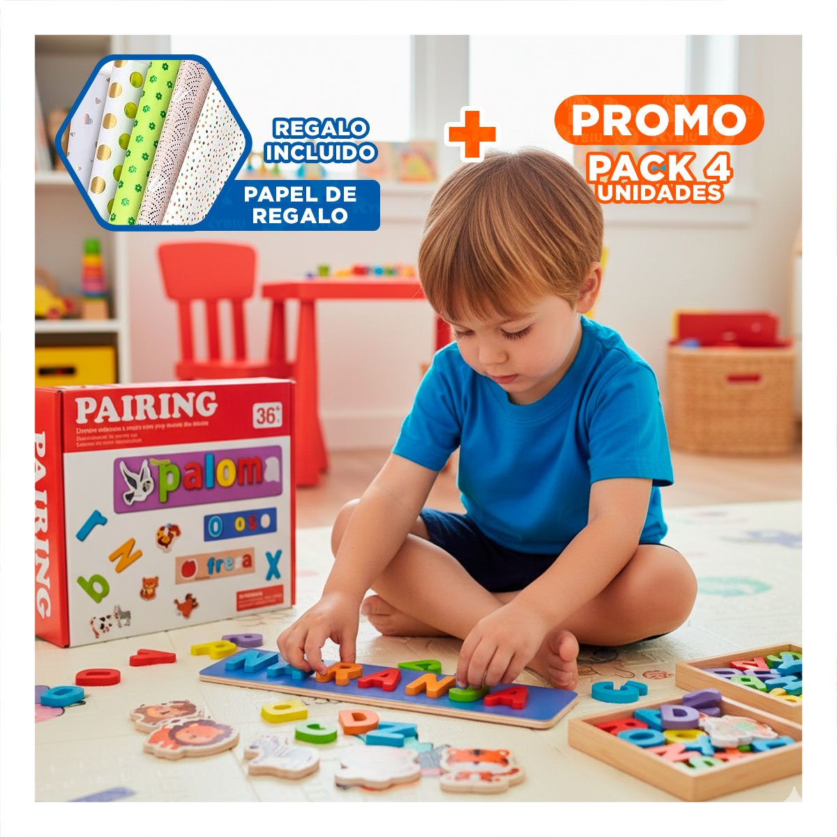 PACK4 TABLERO DE PALABRAS DE ANIMALES COLOR ROJO PARA ACTIVIDAD ESCOLAR YPAPEL REGALO - 1