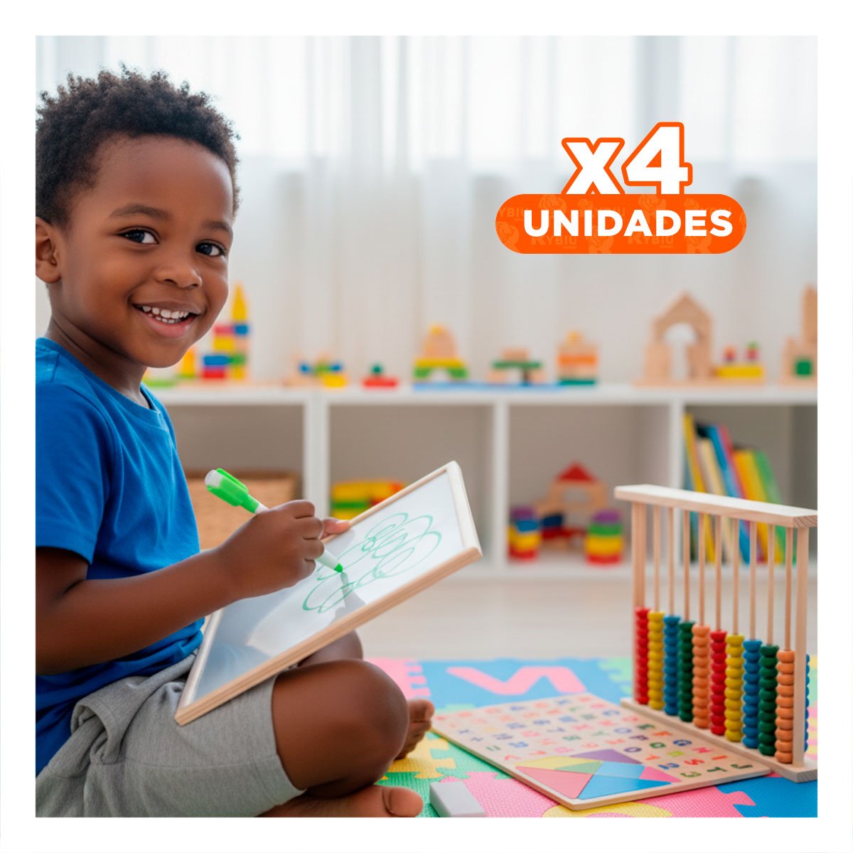 PACK4 TABLERO DE PIZARRA Y ABACO DIDACTICO COLOR MULTICOLOR PARA JUEGO INFANTIL - 1
