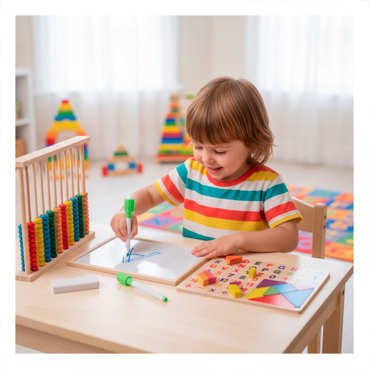 PACK2 TABLERO DIDACTICO INFANTIL DE ABACO Y PIZARRA COLOR MULTICOLOR RECREATIVO - 2