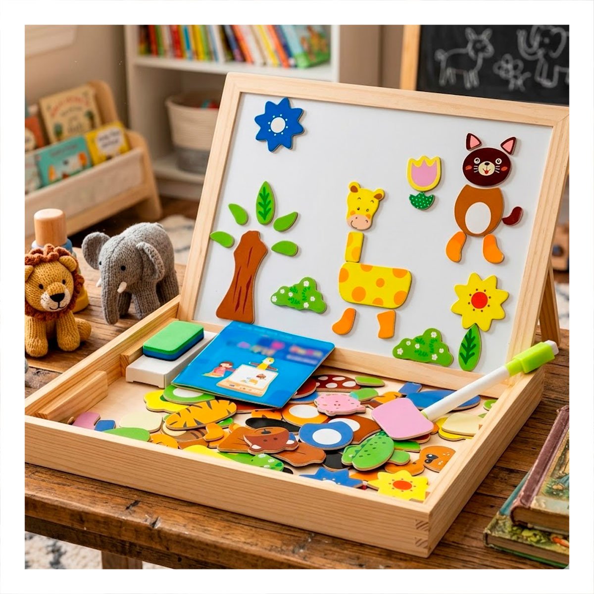 PACK2 ROMPECABEZA DIDACTICO DE ANIMALES Y PIZARRA COLOR MULTICOLOR INFANTIL - 2