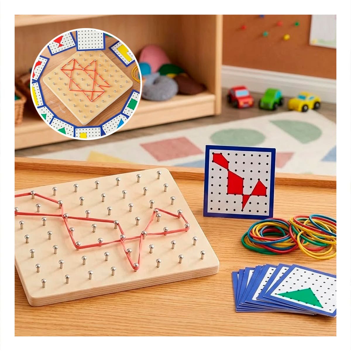 PACK6 BASE DE CLAVOS Y LIGAS COLOR MULTICOLOR PARA JUEGO CREATIVO INFANTIL YPAPEL REGALO - 2