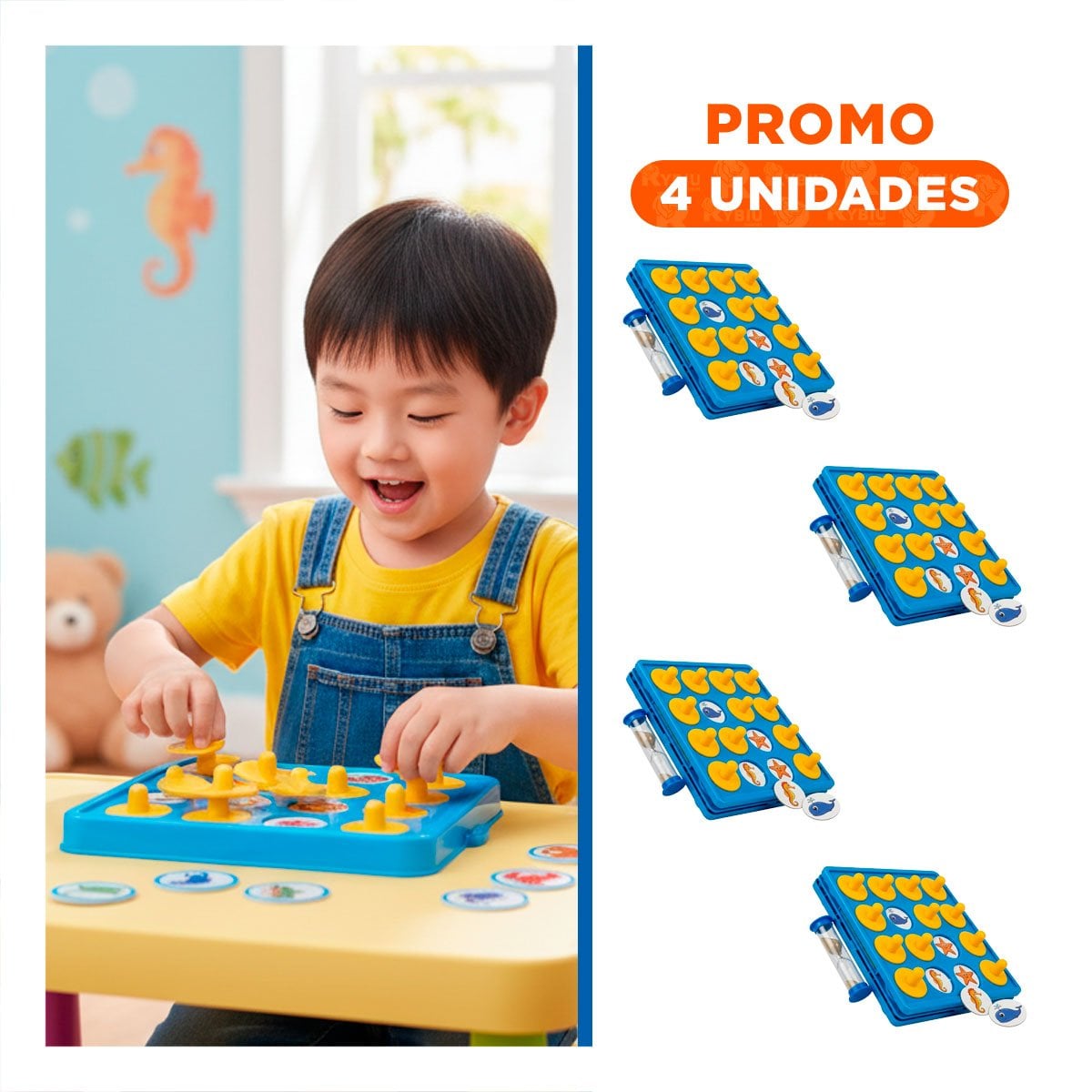PACK4 ACTIVIDAD DE MEMORIA COLOR AZUL LOTTO DE PLASTICO PARA DINAMICA ESCOLAR YREGALO STICKER - 1