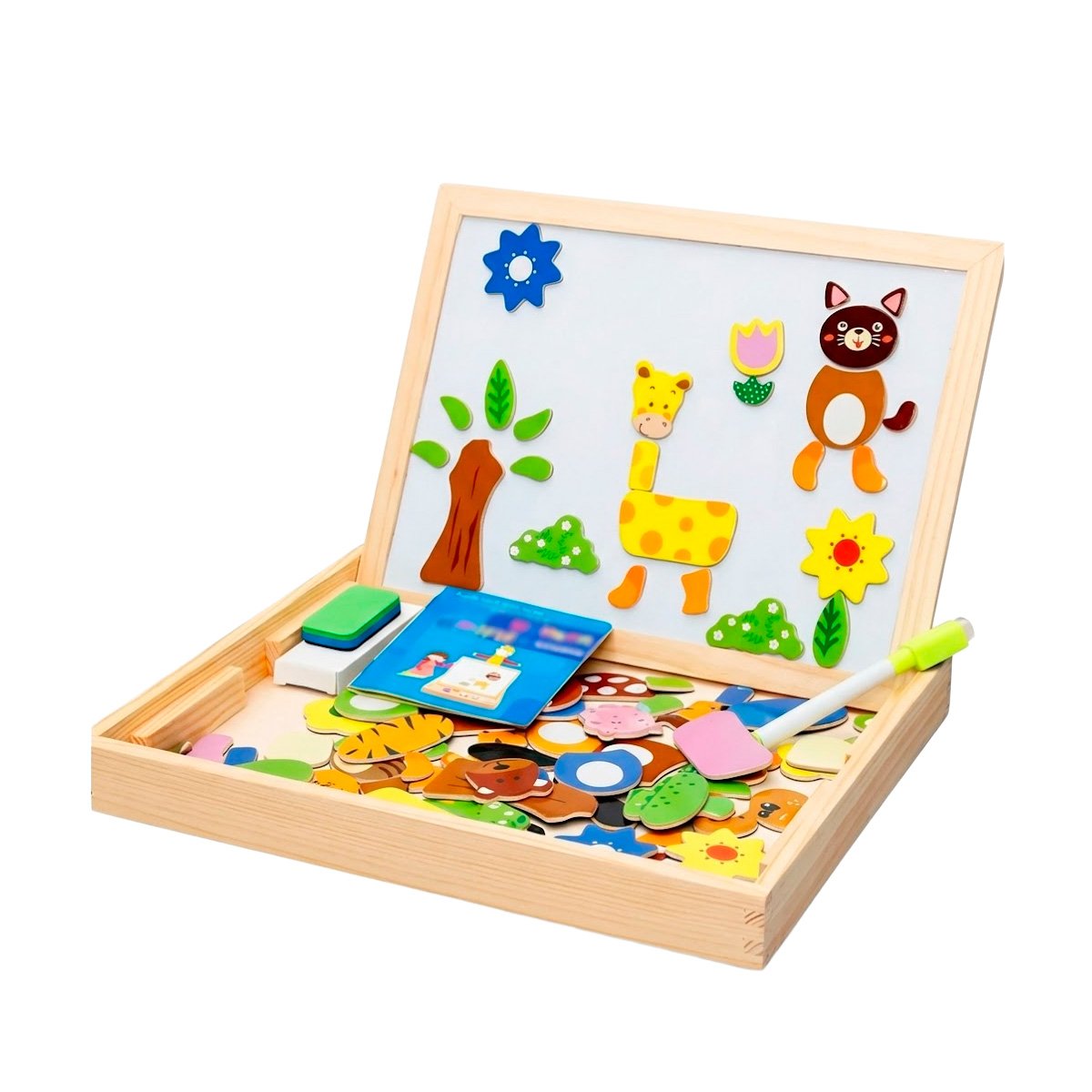 TABLERO COLOR MULTICOLOR DE PIZARRA CON ANIMALES PARA JUEGO MANUAL YPAPEL REGALO - 1