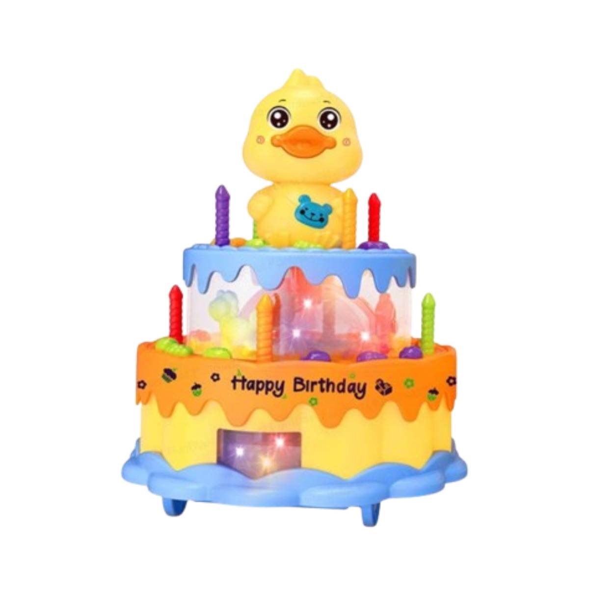 PACK2 PASTEL DECORATIVO MUSICAL DE PATO COLOR AMARILLO CON GIRO INFANTIL YREGALO STICKER - 2