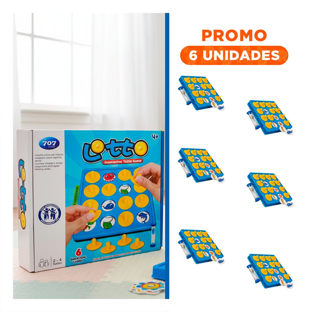 PACK6 ACTIVIDAD DIDACTICA DE MEMORIA LOTTO DE PLASTICO COLOR AZUL INFANTIL - 1