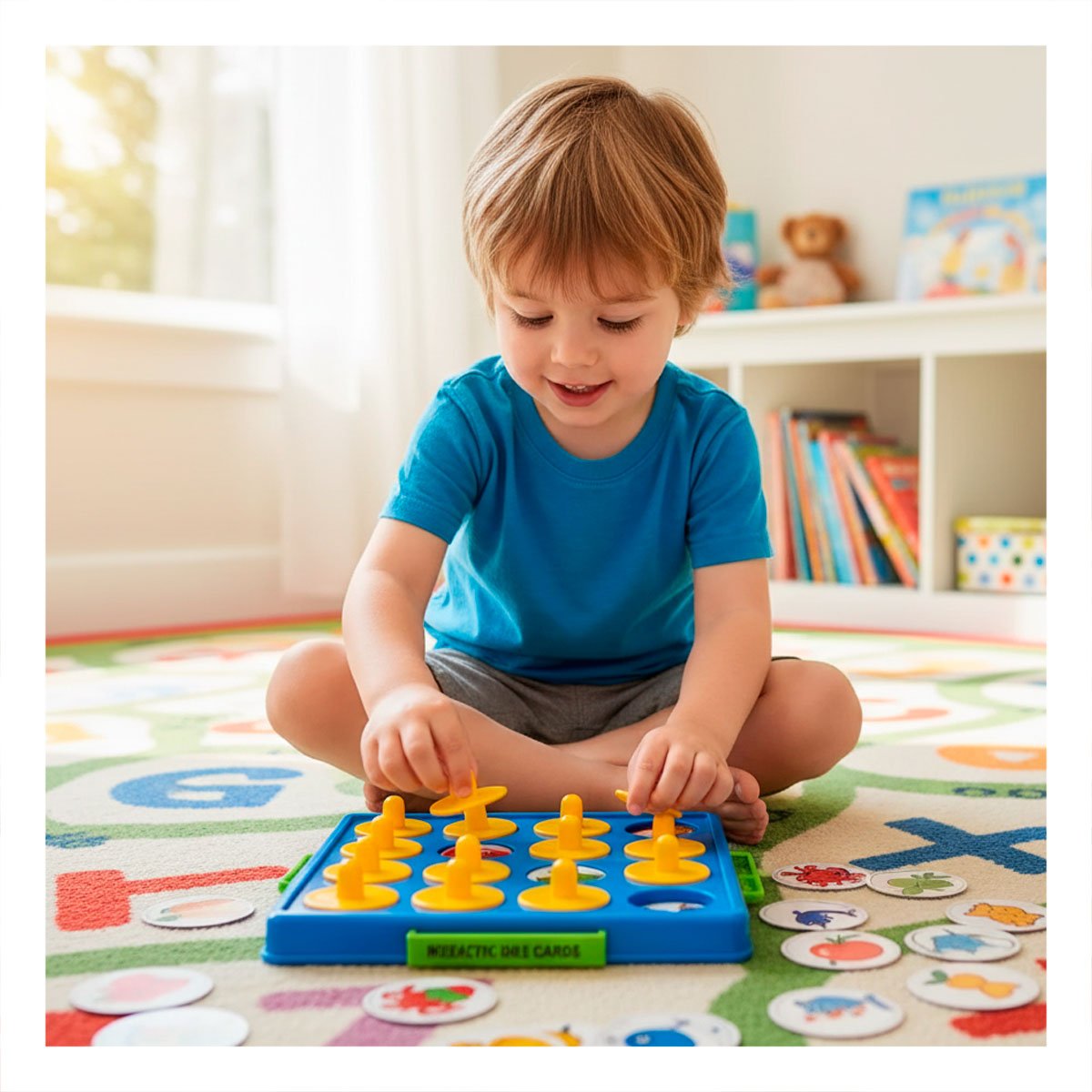 PACK6 ACTIVIDAD DIDACTICA DE MEMORIA LOTTO DE PLASTICO COLOR AZUL INFANTIL - 2