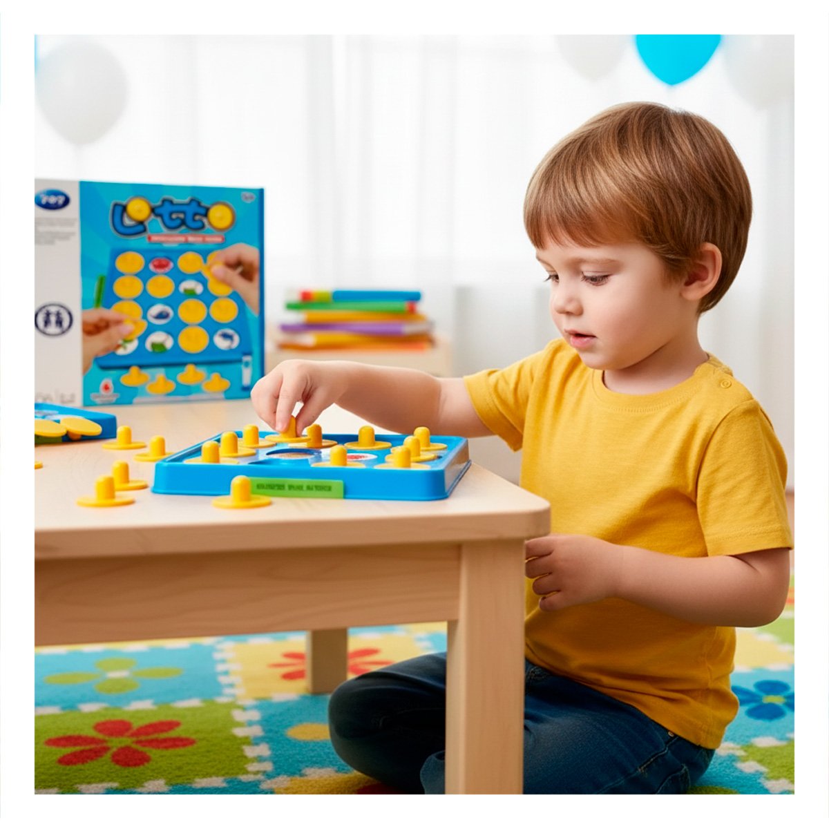 PACK6 ACTIVIDAD DIDACTICA DE MEMORIA LOTTO DE PLASTICO COLOR AZUL INFANTIL - 3