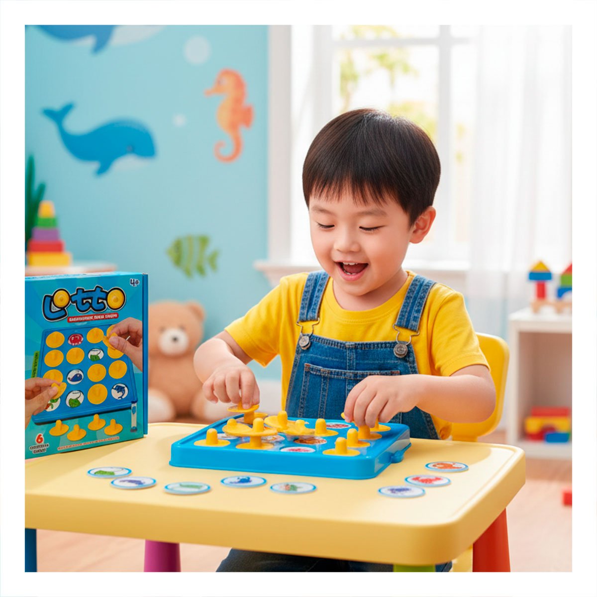 PACK6 ACTIVIDAD DIDACTICA DE MEMORIA LOTTO DE PLASTICO COLOR AZUL INFANTIL - 5