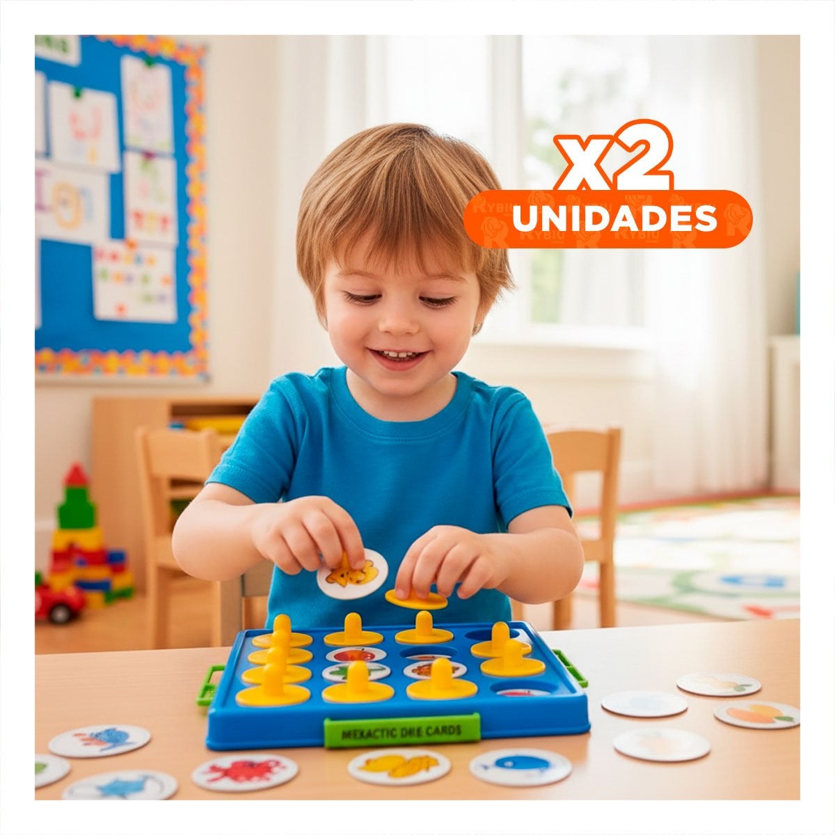 PACK2 JUEGO RECREATIVO DE MEMORIA LOTTO DE PLASTICO COLOR AZUL INFANTIL YREGALO STICKER - 1