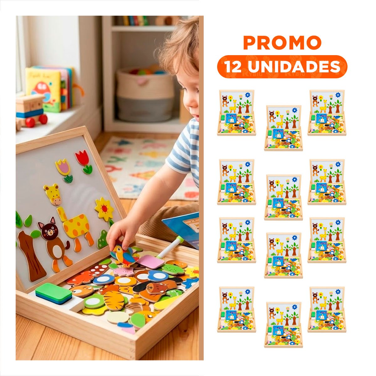 PACK12 JUEGO DE PIZARRA CON ANIMALES COLOR MULTICOLOR PARA ESPACIO CREATIVO YREGALO STICKER - 1