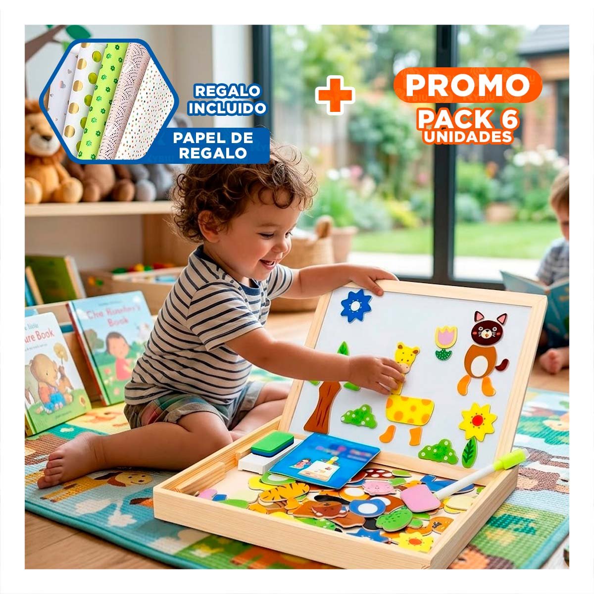 PACK6 TABLERO DE ANIMALES EN PIZARRA COLOR MULTICOLOR PARA DINAMICA ESCOLAR YPAPEL REGALO - 1
