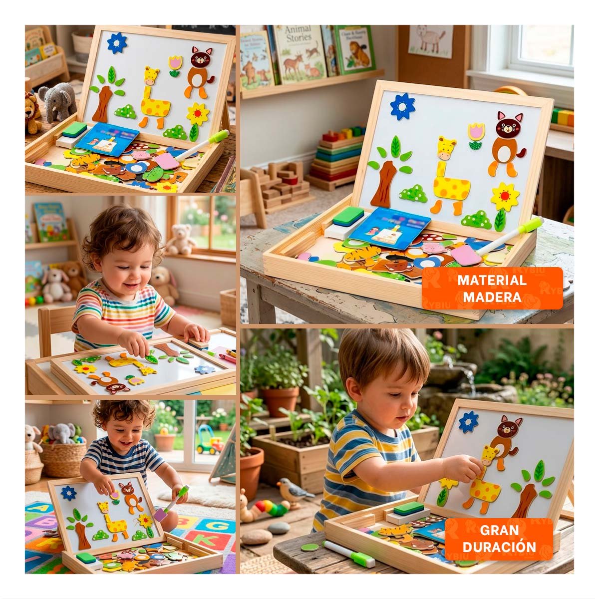 PACK6 TABLERO DE ANIMALES EN PIZARRA COLOR MULTICOLOR PARA DINAMICA ESCOLAR YPAPEL REGALO - 3