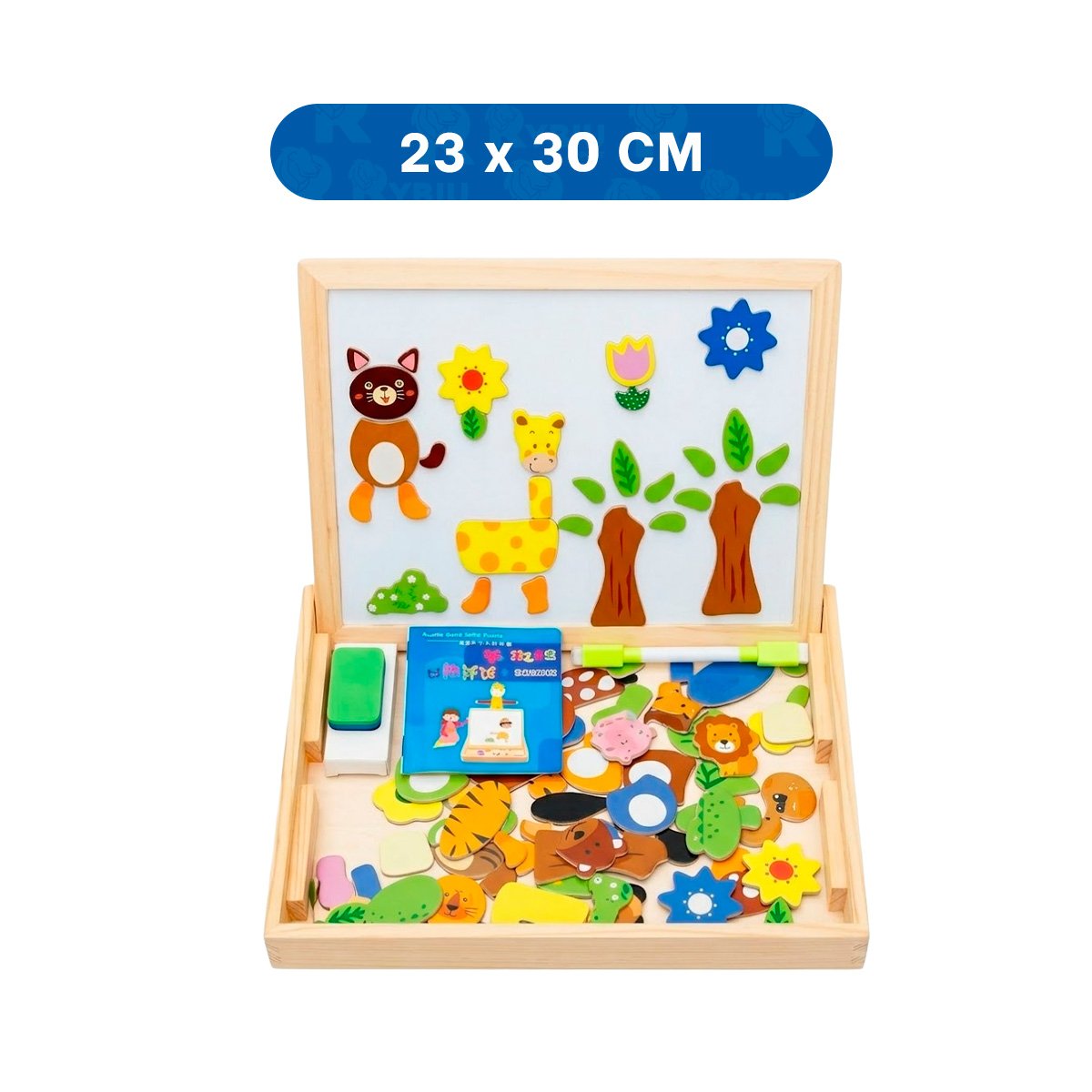 TABLERO DE ANIMALES Y PIZARRA COLOR MULTICOLOR PARA ACTIVIDAD RECREATIVA YLIGAS REGALO - 4