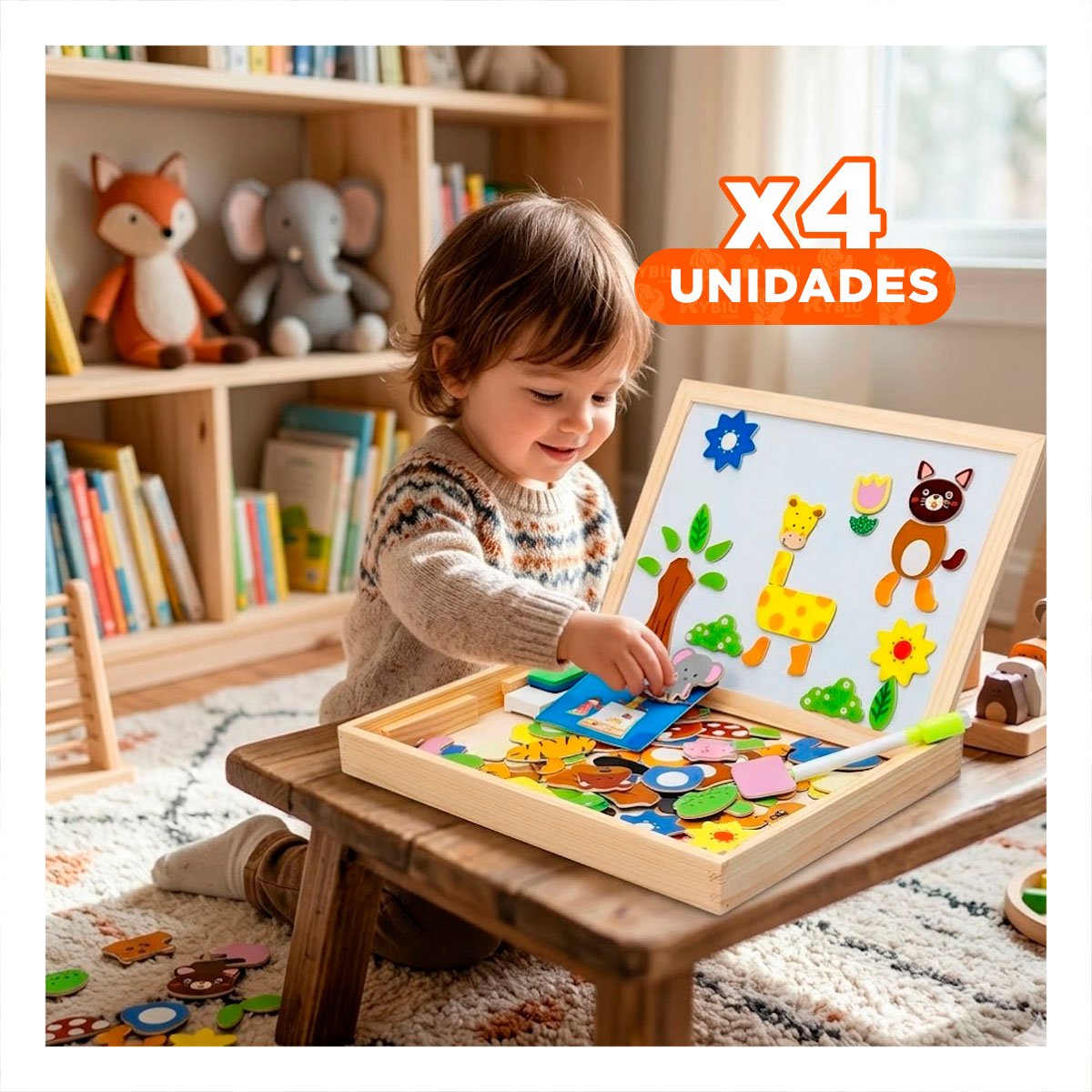 PACK4 ROMPECABEZA DE ANIMALES PARA PIZARRA COLOR MULTICOLOR EN USO EDUCATIVO - 1