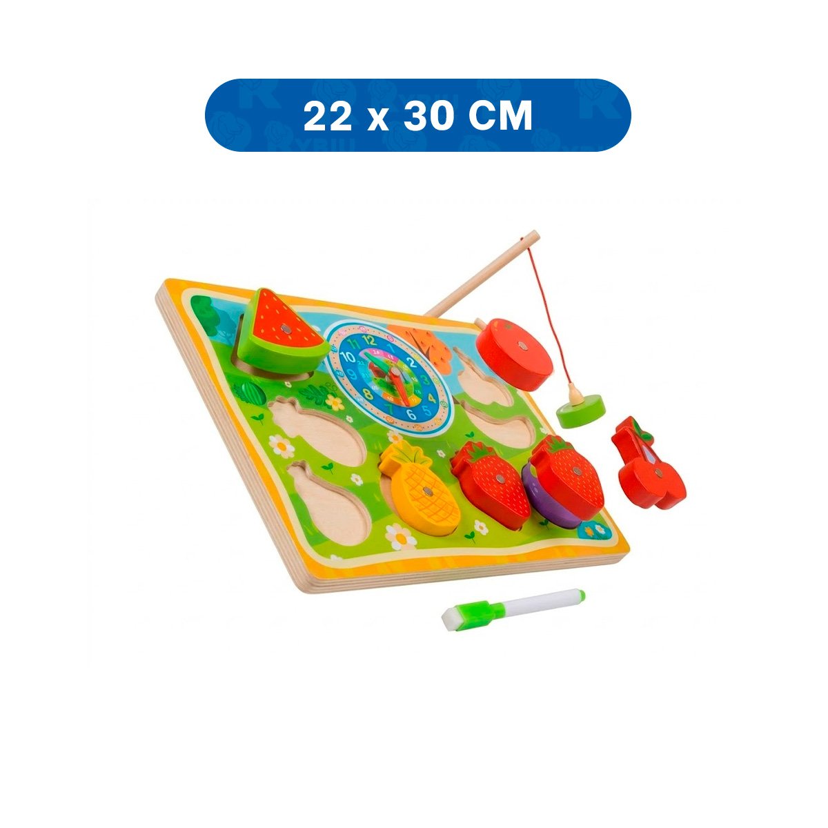PACK4 TABLERO DE PESCA RELOJ ROMPECABEZA Y DIBUJO 4 EN 1 DIDACTICO MULTICOLOR YPAPEL REGALO - 4
